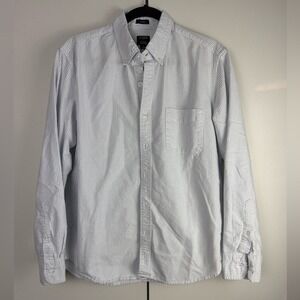 J. Crew Flex Oxford Slim Fit Pinstripe Button Down Shirt Mens Large Blue White